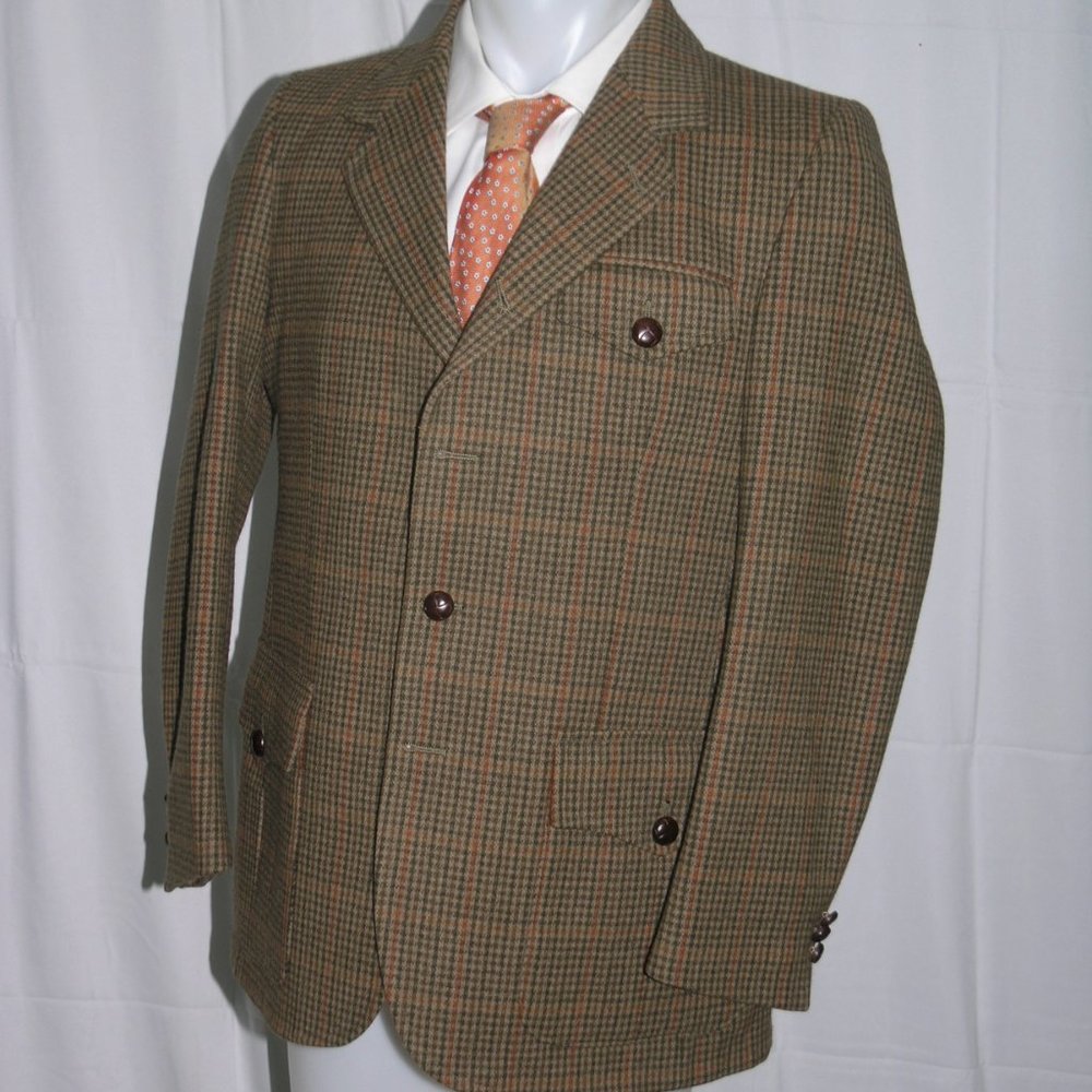 David Ripper & Son Brown Check Three Button Hunting J… - Gem